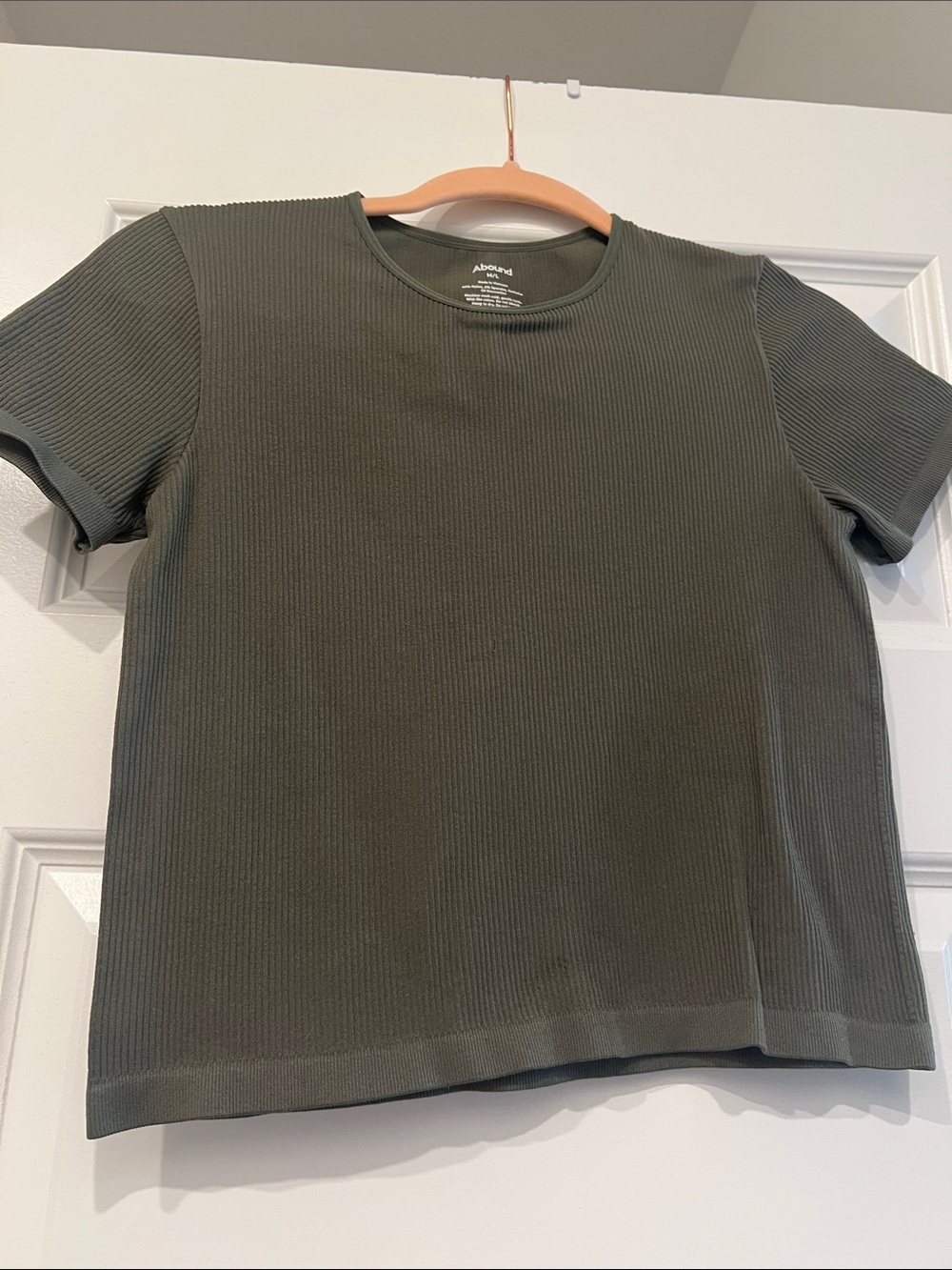 Abound Olive Green Ribbed Short Sleeve Crop Top